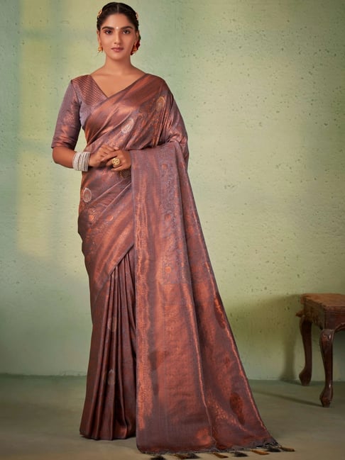 Vardha Grey Woven Saree With Unstitched Blouse-image-44