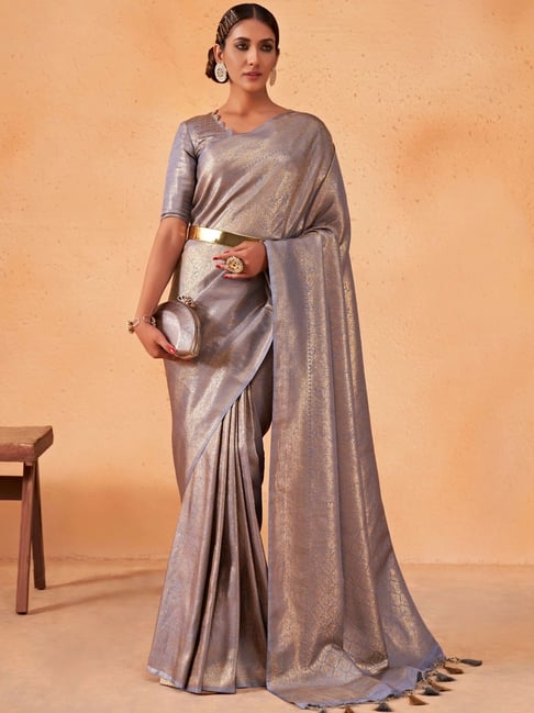 Vardha Grey Woven Saree With Unstitched Blouse-image-20