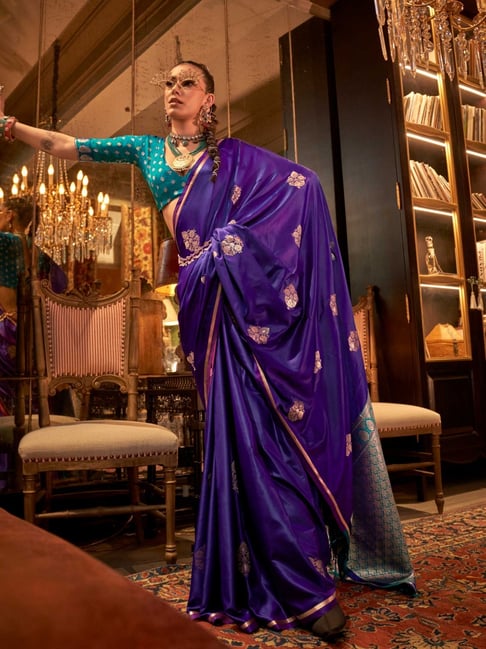Vardha Purple Woven Saree With Unstitched Blouse-picture-23