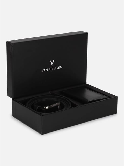Van Heusen Men Black Belt and Wallet