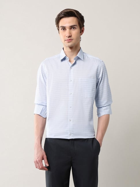 Arrow Blue Cotton Regular Fit Printed Shirt-picture-36