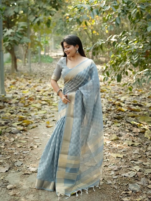 Odette Grey Woven Saree-image-33
