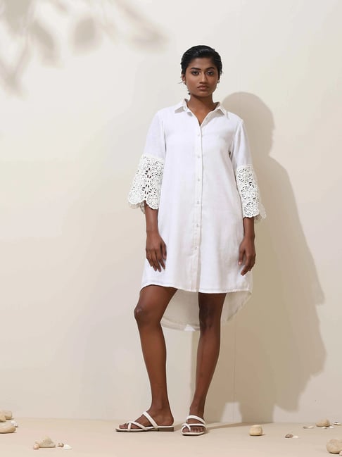 Buy TrueBrowns White Cotton A-Line Fit Crochet Dress for Womens Online @  Tata CLiQ Luxury