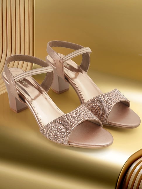 Mochi Women's Rose Gold Ankle Strap Sandals-picture-40