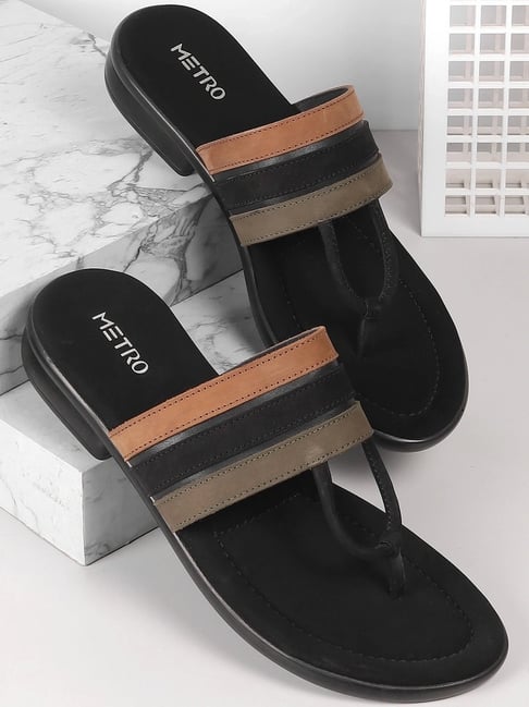 Metro Women's Black T-Strap Sandals-picture-26