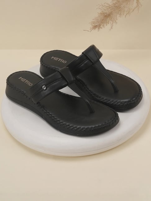 Metro Women's Black T-Strap Sandals-picture-25