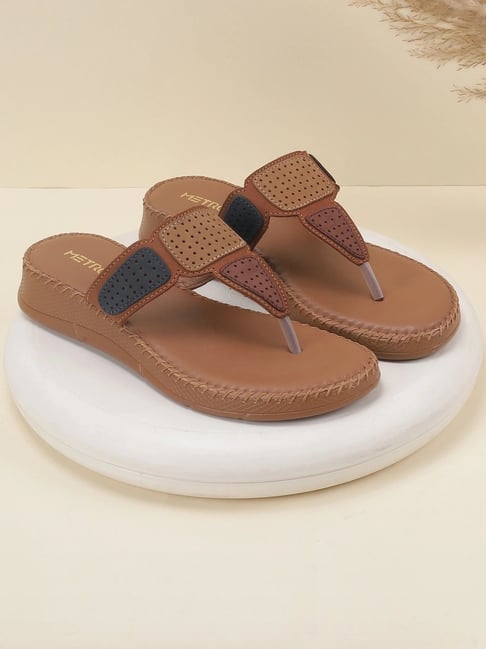 Metro Women's Beige T-Strap Sandals-picture-40