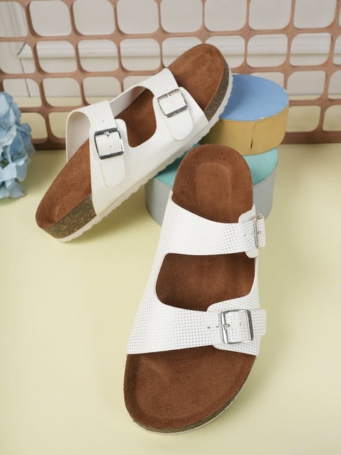 Mozafia Women's White Slides-picture-37