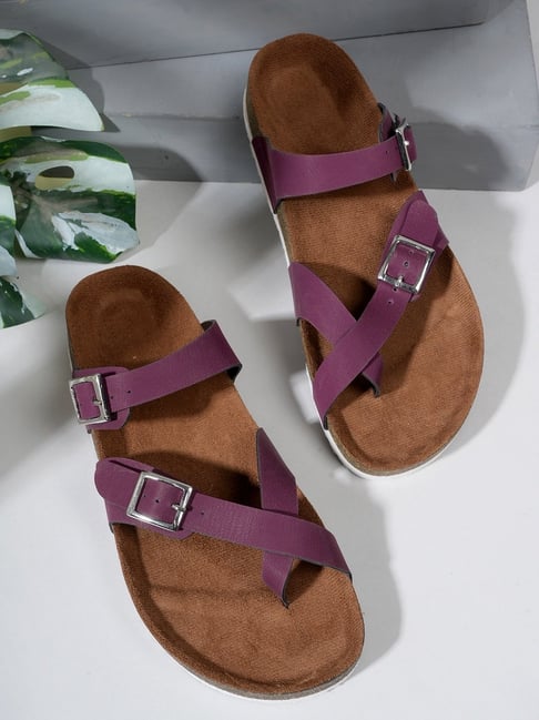 Mozafia Women's Purple Cross Strap Sandals-picture-33