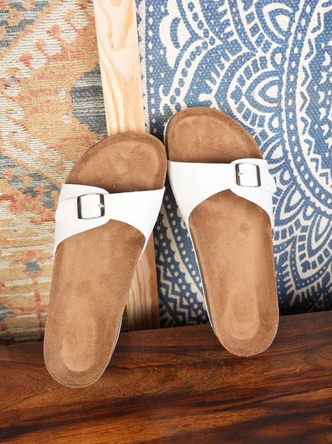 Mozafia Women's White Slides-picture-40