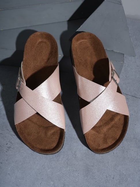 Mozafia Women's Gold Cross Strap Sandals-picture-20