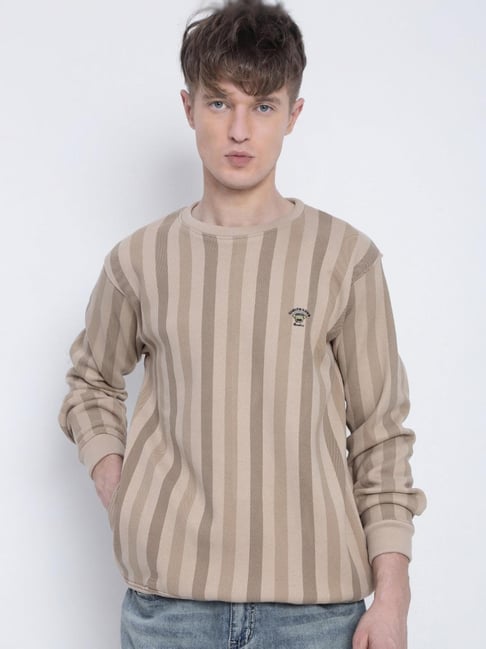 showoffff SHOWOFF Beige Slim Fit Stripes Sweatshirt-picture-29