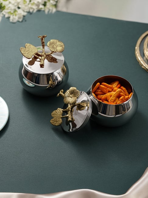 Troveas Gold Aluminium Aura Canisters - Set of 2 (500 ml)-picture-46