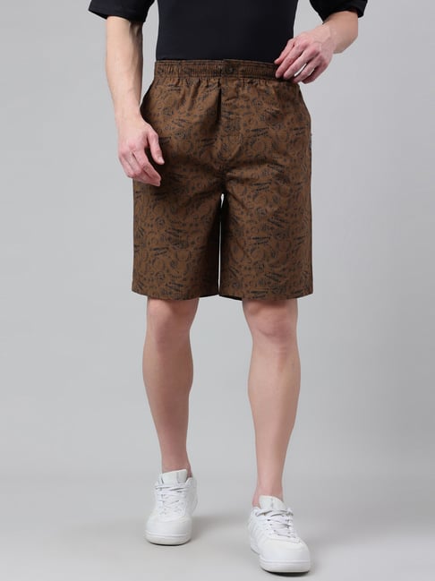 Van Heusen Brown Cotton Regular Fit Printed Shorts-picture-37