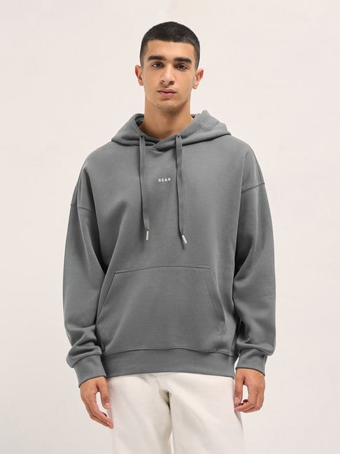 The Bear House Grey Relaxed Fit Hoodie-picture-12