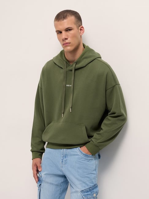 The Bear House Green Relaxed Fit Hoodie