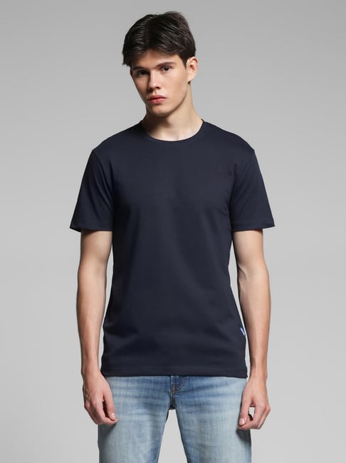 Jack & Jones Navy Cotton Regular Fit T-Shirt-picture-12
