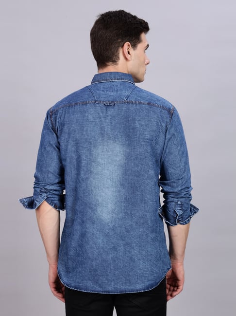 Kuons Avenue Dark Indigo Slim Fit Denim Shirt