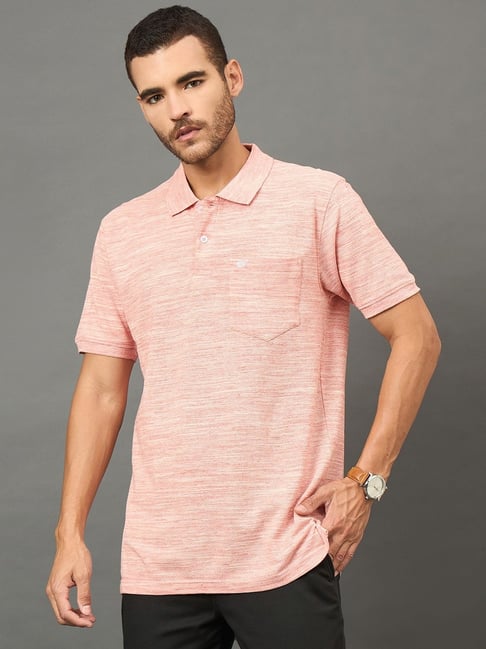 Club York Peach Regular Fit Textured Polo T-Shirt-picture-13