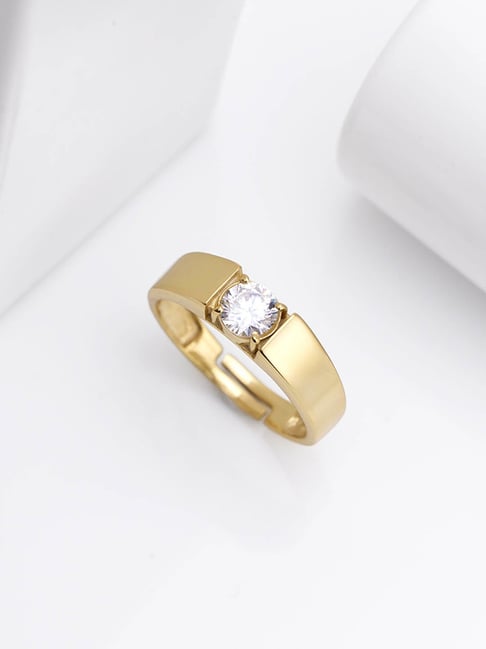 Buy Zavya Solitaire Gold Plated Ring For Men Online At Best Price