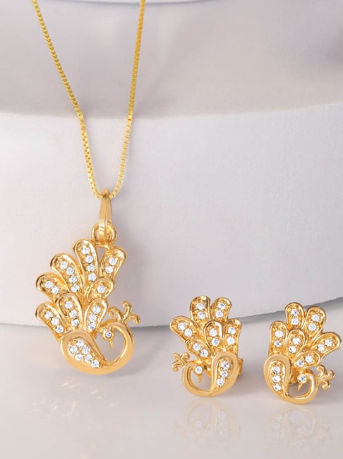 Zavya 925 Silver Peacock Glory Gold Plated Jewellery Set For Women-picture-42