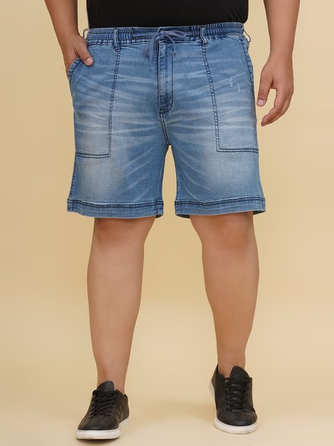 John Pride Blue Denim Plain Shorts-picture-17