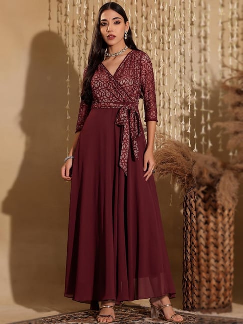 Miss Chase Purple Self Design Dress-picture-41