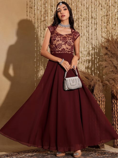 Miss Chase Purple Self Design Dress-picture-31