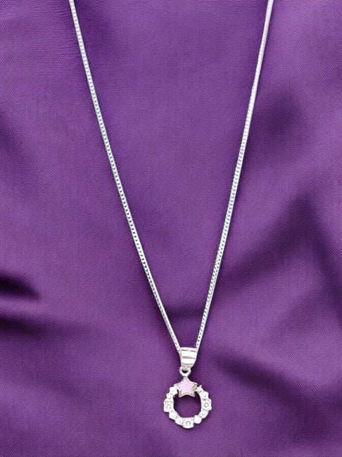 Taraash 925 Sterling Silver Combo Of Pink Mother Of Pearl Star Pendant With Chain For Women