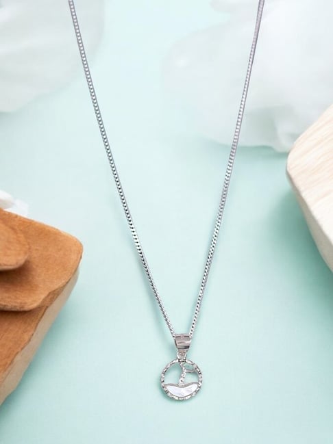 Taraash 925 Sterling Silver Combo Of Pink Mother Of Pearl Circular With Chain For Women-picture-20