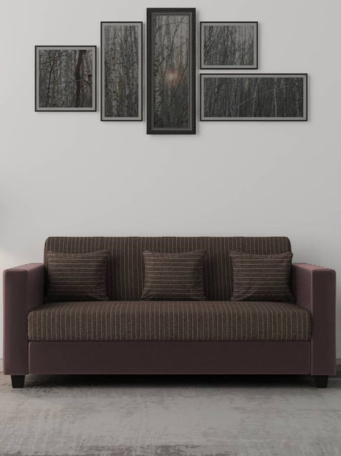 Febonic Lama Brown Neem Wood Baley 3 Seater Sofa