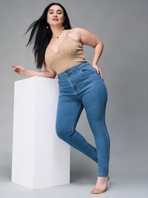 Miss Chase A+ Blue Denim Skinny Fit Jeans