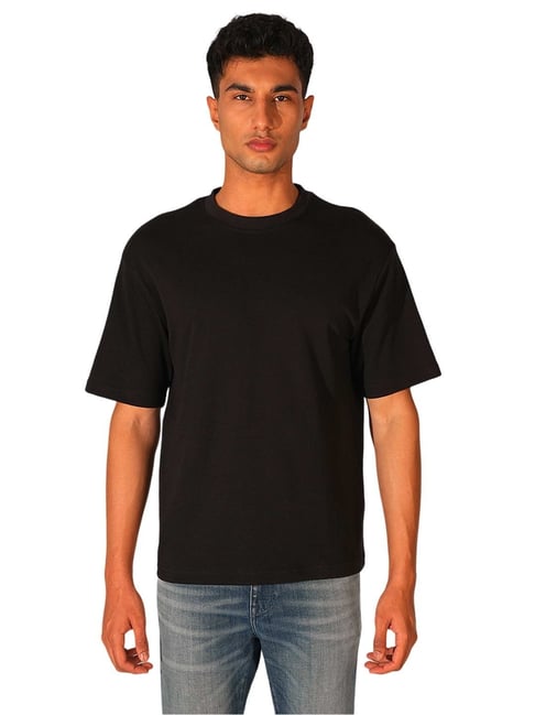 Selected Homme Black Cotton Relaxed Fit T-Shirt
