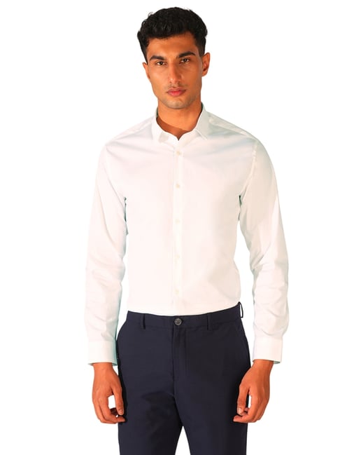 Selected Homme White Cotton Regular Fit Shirt