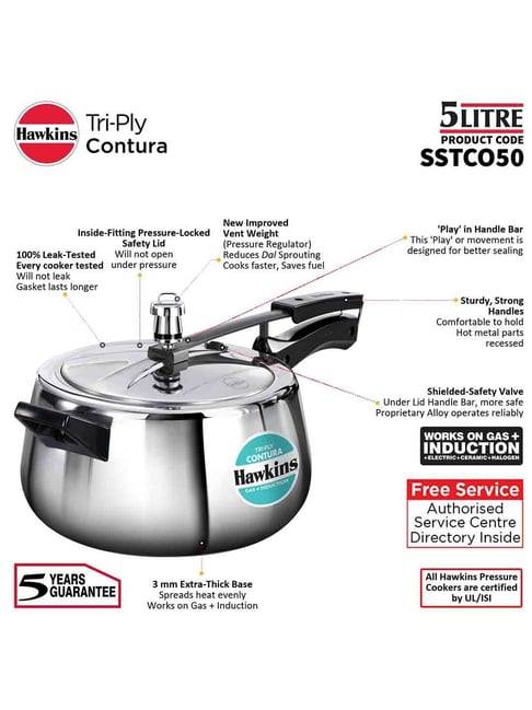 Hawkins L Triply Contura Pressure Cooker, Triply Induction