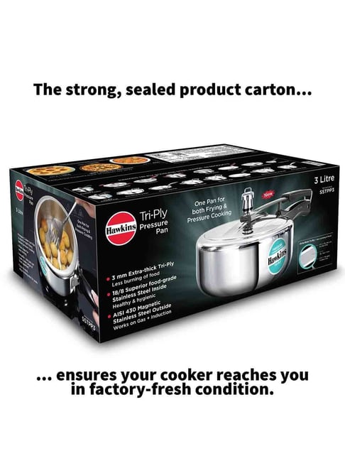 Hawkins L Tri-Ply Pressure Cooker cum Pan, Triply Inner Lid Cooker, Pan,  Silver (SSTPP3)