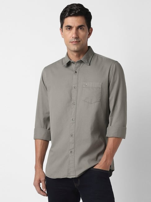 Buy Peter England Grey Slim Fit Shirt for Mens Online Tata CLiQ