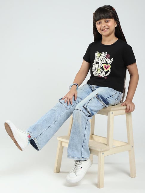 Monte Carlo Girls Blue & Black Printed Regular Fit T-Shirt - Pack of 2-picture-29