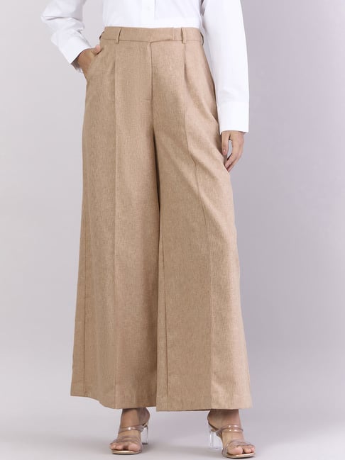 Powersutra Beige Regular Fit Trousers