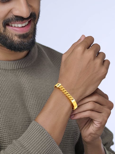 Joyalukkas 22k (916) Textured Flow Gold Bracelet For Men