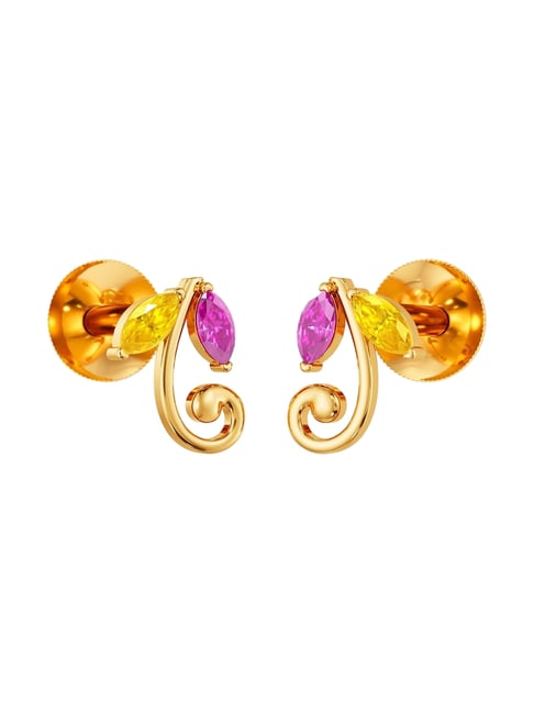 Joyalukkas 22k (916) Graceful Bud Blossom Gold Earrings For Women-picture-25