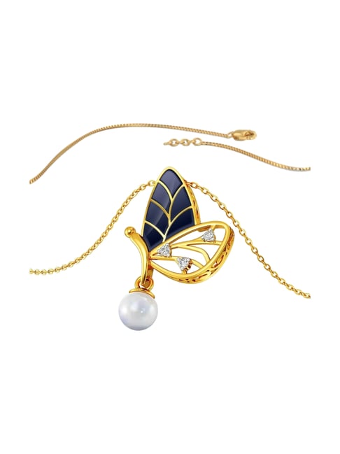 Joyalukkas 22k (916) Blue Mist Butterfly Gold Necklace For Women-picture-12