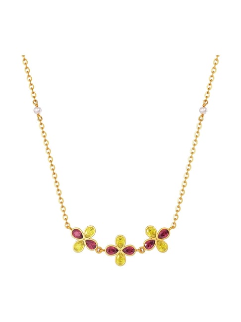 Joyalukkas 22k (916) Elegant Triple Blossom Gold Necklace For Women