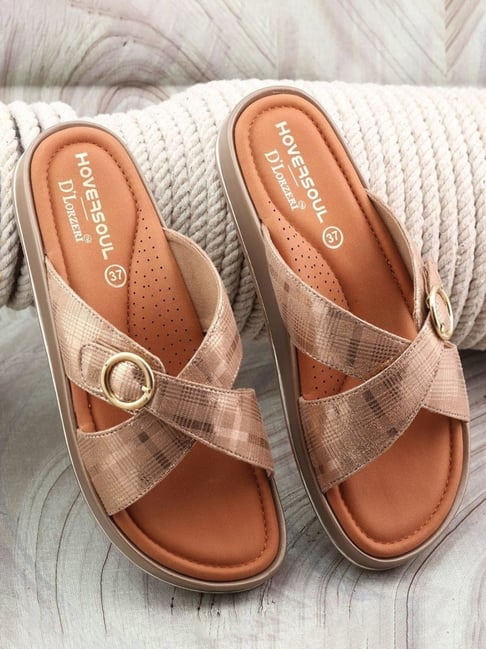 Hoversoul X D'Lorzeri Women's Sora Cookie Brown Cross Strap Sandals