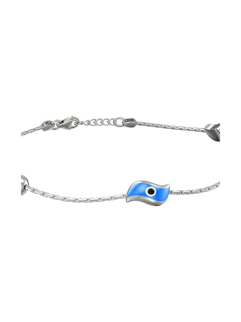 Joyalukkas 925 Silver Vibrant Evil Eye Anklets For Women