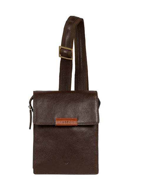 Hidesign Dark Brown Amber Harlem Small Leather Cross Body Bag
