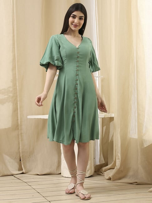 Biba Green Regular Fit Dress