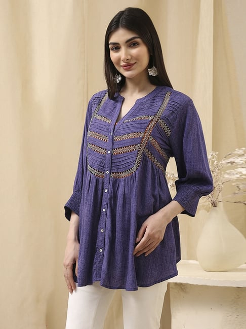 Biba Blue Regular Fit Printed Kurtis-picture-10