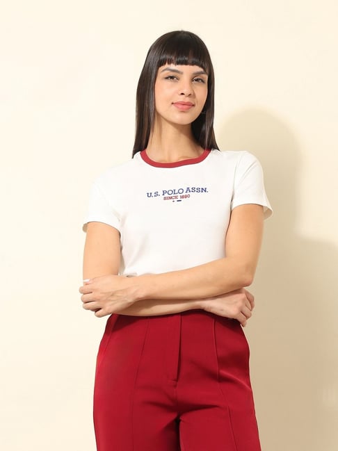 U.S. Polo Assn. White Cotton Regular Fit Printed Top-picture-34