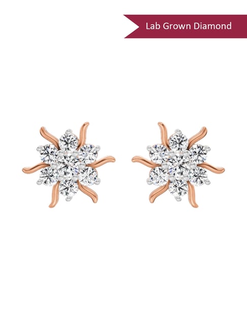 Sparkles Rose Gold Lab Grown Diamond 14KT 0.92ct Sunflower Earring For Women-picture-20